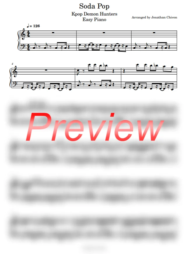 Soda Pop (KDH) EASY Piano Sheet product image (1)