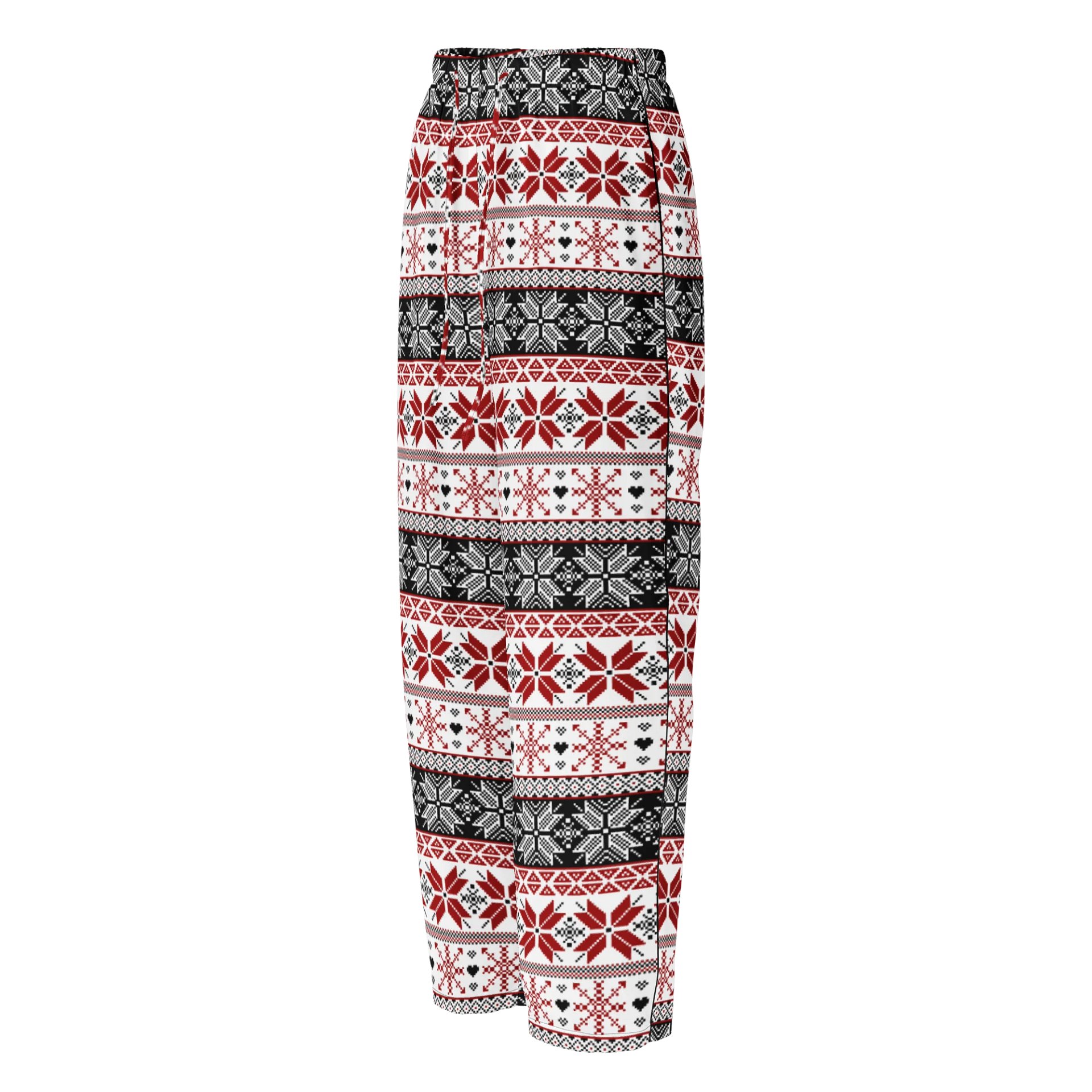 Winter Fair Isle Pattern Pyjama Pants, Red & Black product image (2)