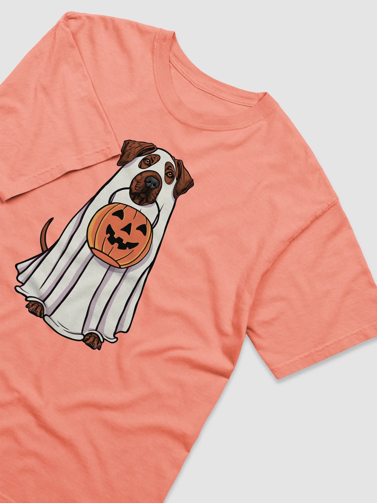 Funny Halloween Rhodesian Ridgeback T-Shirt | Funny Dog Wearing a Ghost Costume and Holding a Pumpkin Basket product image (6)