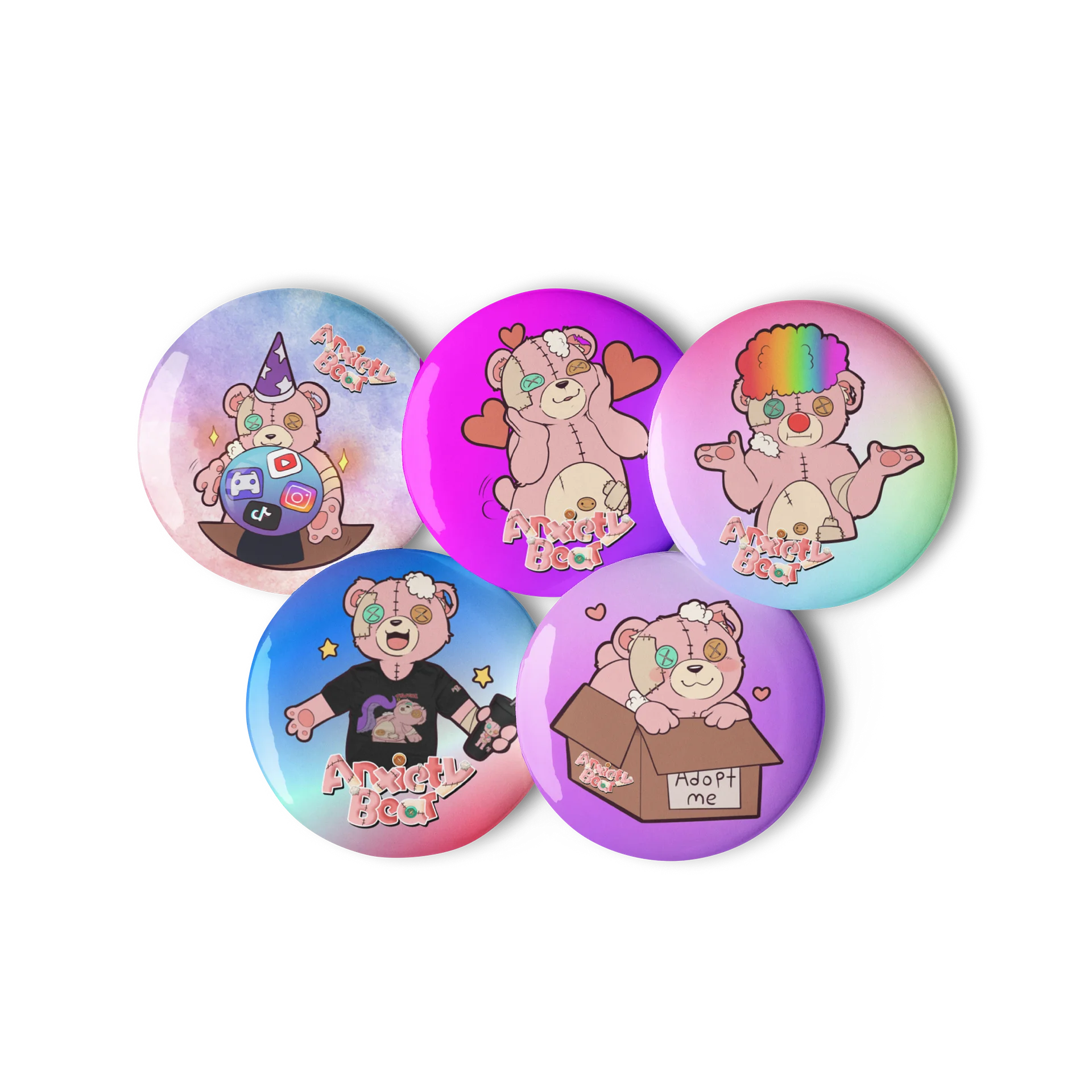 Anxiety Bear Buttons Set product image (2)
