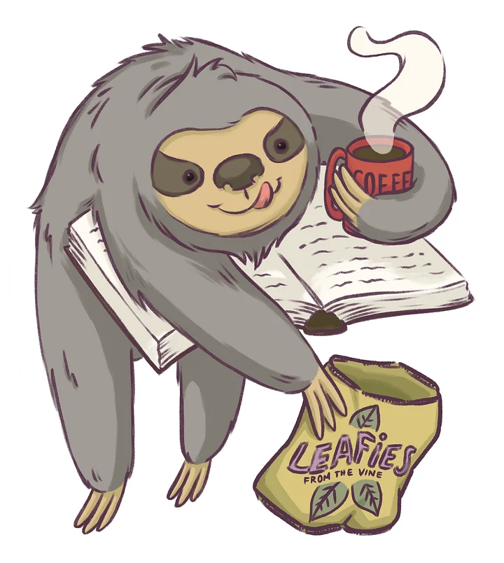 sticker : booklover sloth product image (1)