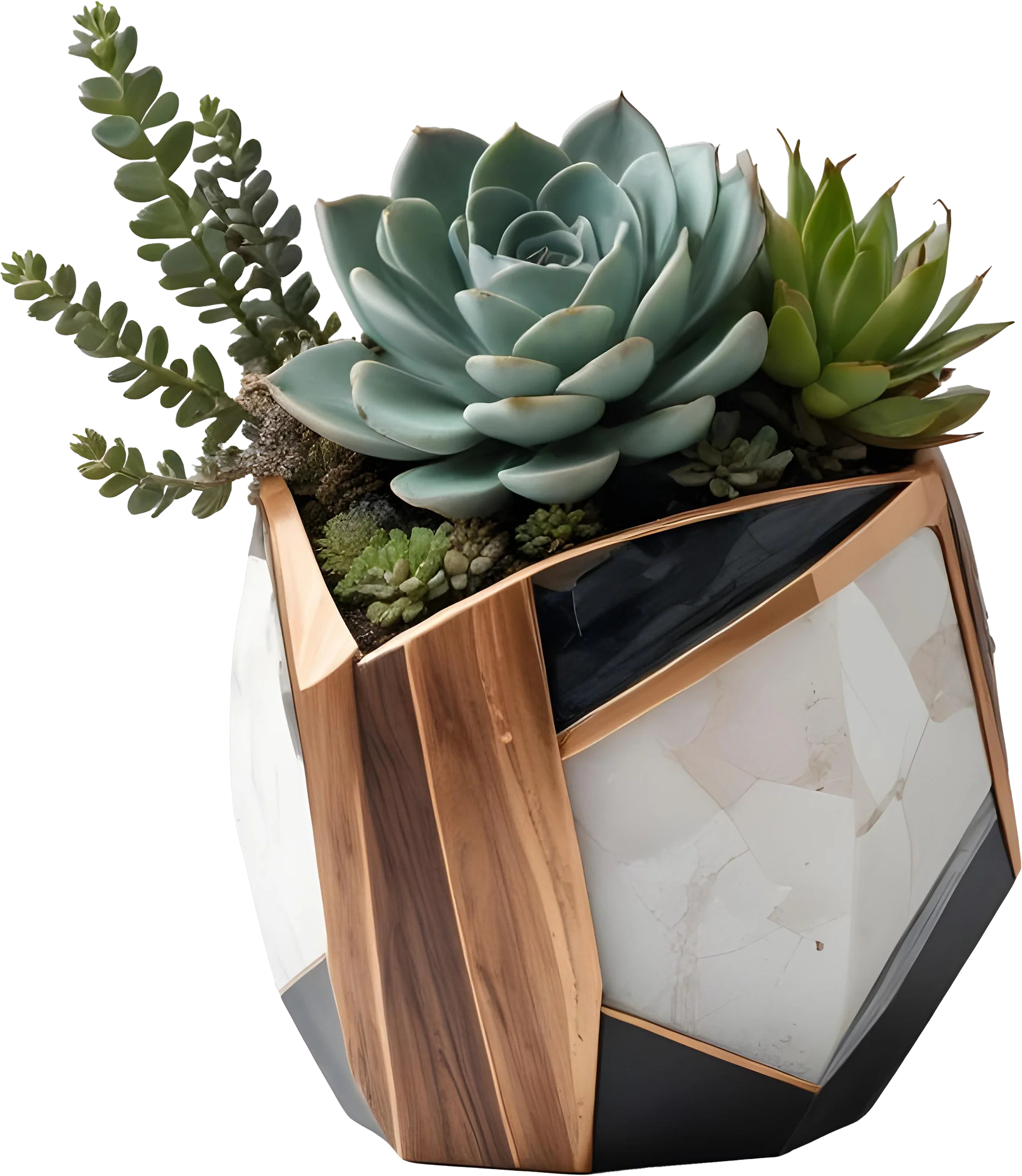 Earthly Symphony – Faceted Succulent Vase PNG product image (1)