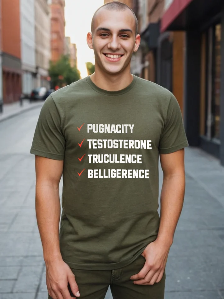 Funny Hockey T-Shirt – Pugnacity, Testosterone, Truculence, Belligerence – Gritty Hockey Shirt for Men – Gift for Hockey Players & Enforcers product image (2)