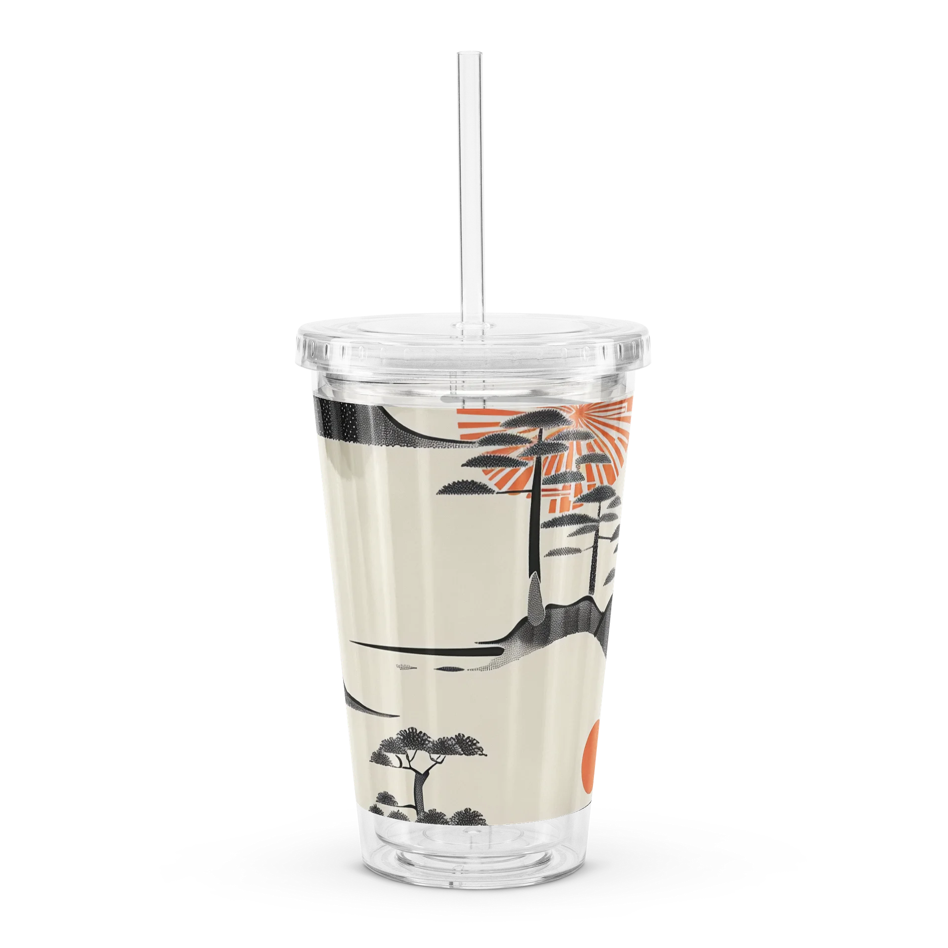 Japanese Sumi-e Landscape Acrylic Tumbler | Rising Sun Minimalist Art Cup product image (5)