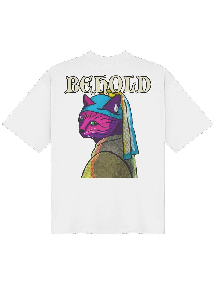 The Behold Tee | Oversized Pearl Earring Cat Parody Shirt | Deadlift Depot product image (1)