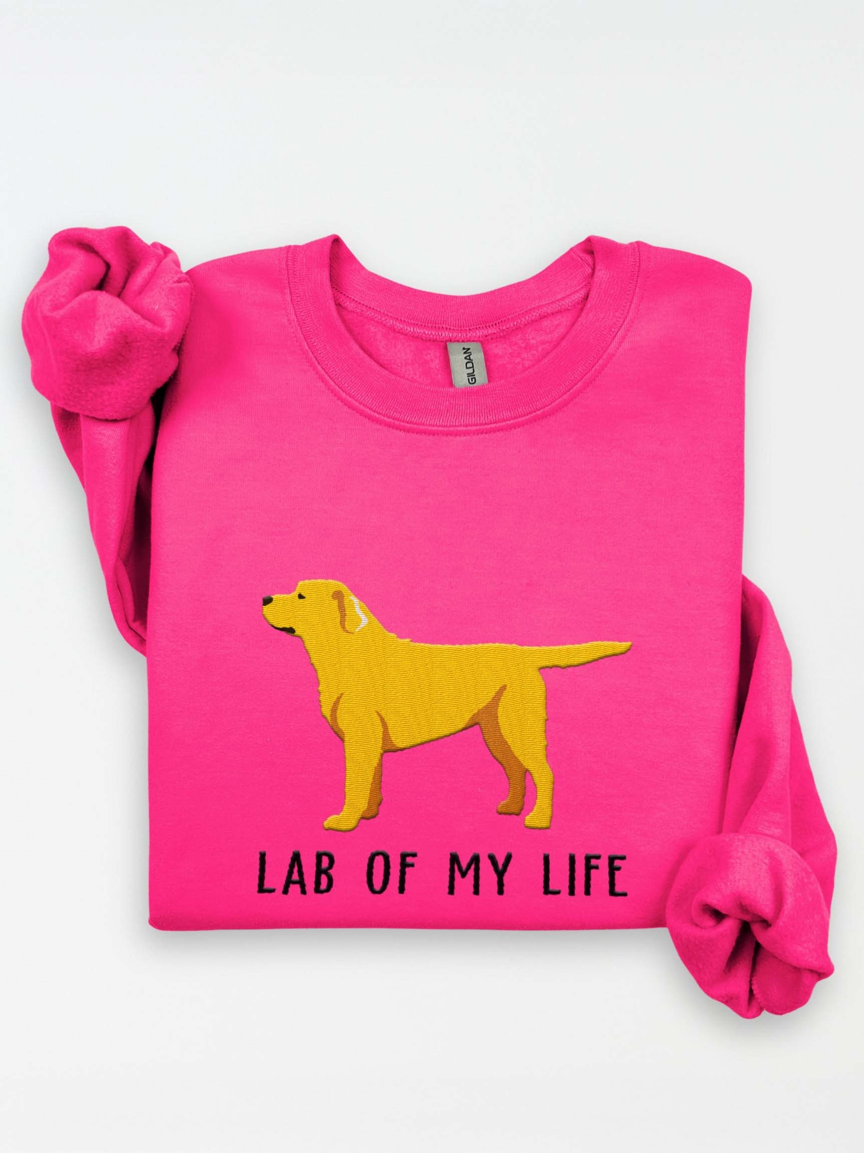 Lab of My Life Sweatshirt (Embroidered) of a Labrador Retriever(Yellow) product image (1)