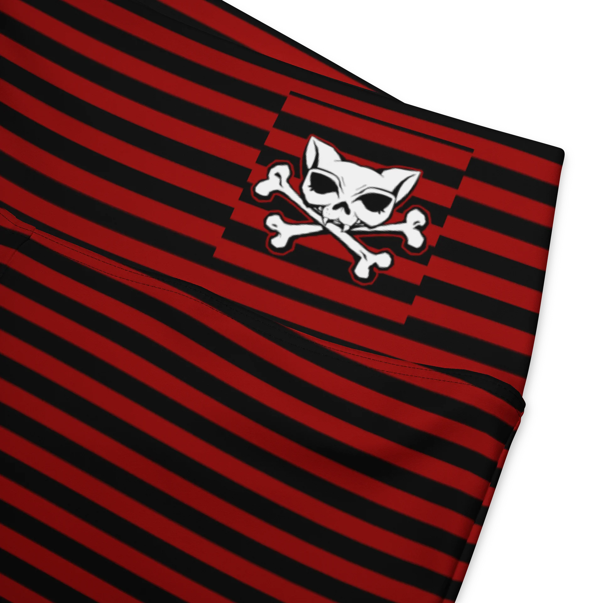 Red and Blaque Stripped Kat Skull Flares product image (2)