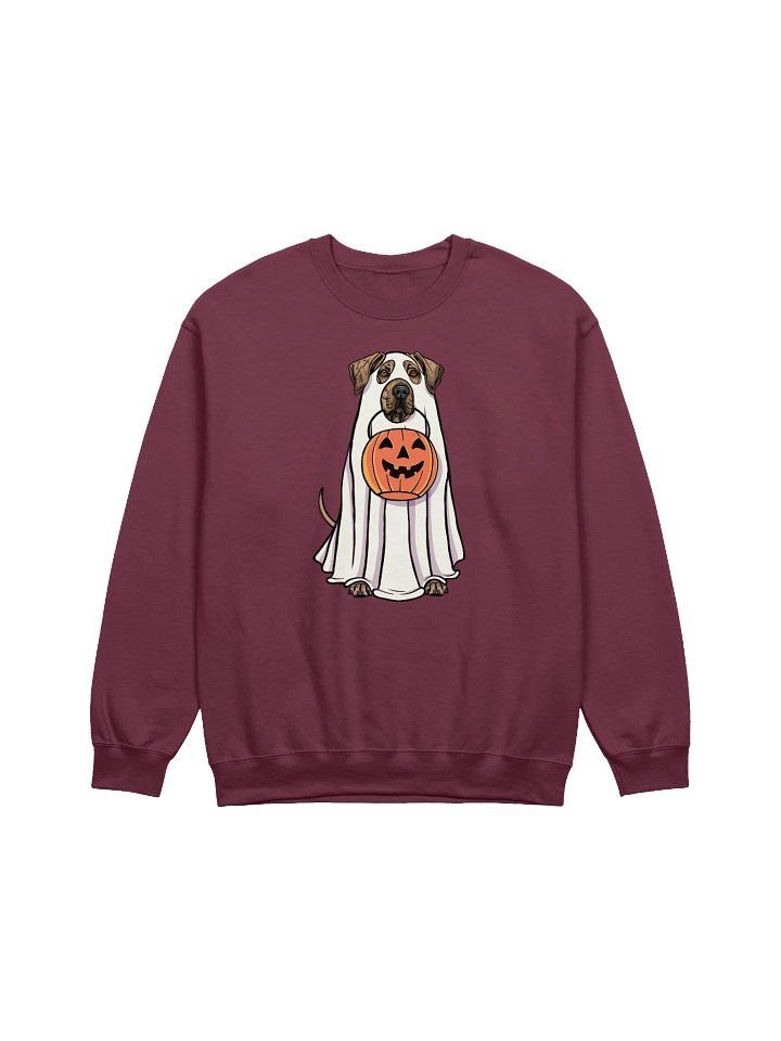Funny Halloween Rhodesian Ridgeback(Wheaten) Sweatshirt | Funny Dog Wearing a Ghost Costume and Holding a Pumpkin Basket product image (1)