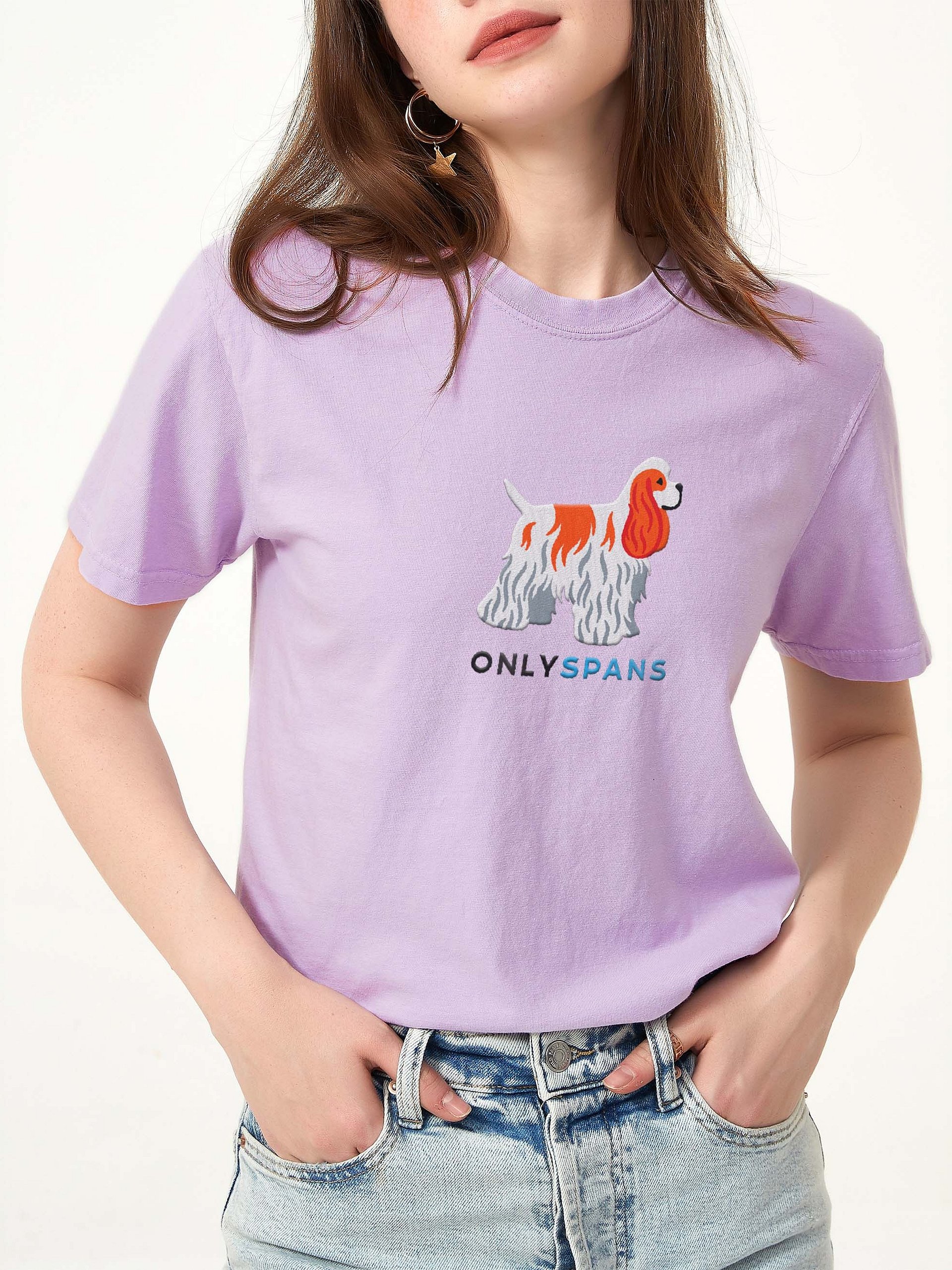 Only Spans T-Shirt(Embroidered) of an American Cocker Spaniel(Red & White) product image (2)