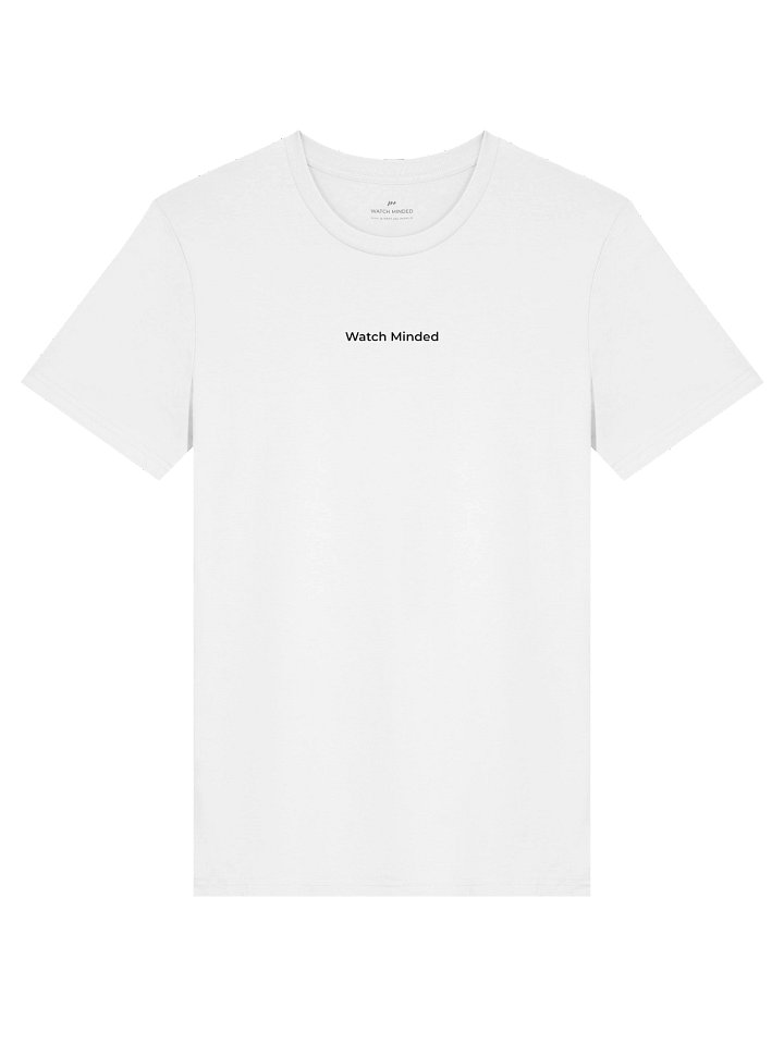 Standard Fit Light Cotton "Watch Minded" Minimalistic T-Shirt, White product image (1)