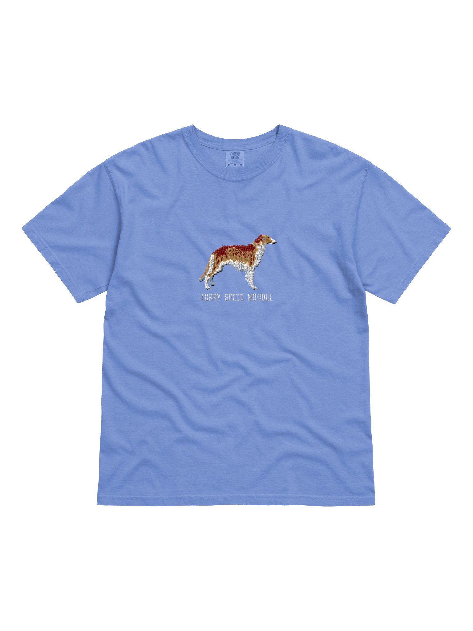 Furry Speed Noodle T-Shirt(Embroidered) of a Borzoi(Brown & White) product image (4)