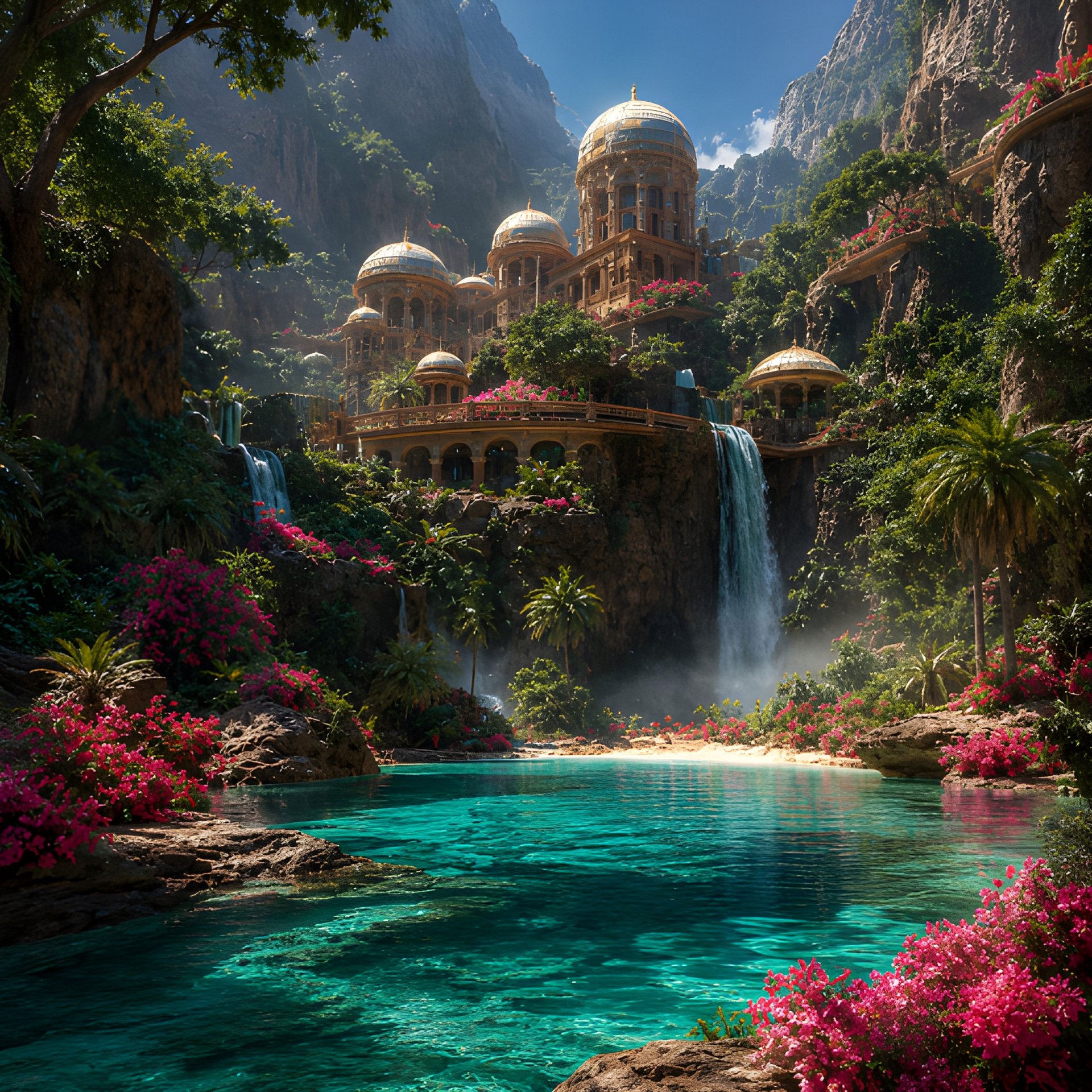 Fantasy Jungle Palace Printable Wall Art Individual Download Up to 16 by 16 Tropical Luxury Resort Digital Download Gift for Travelers product image (2)
