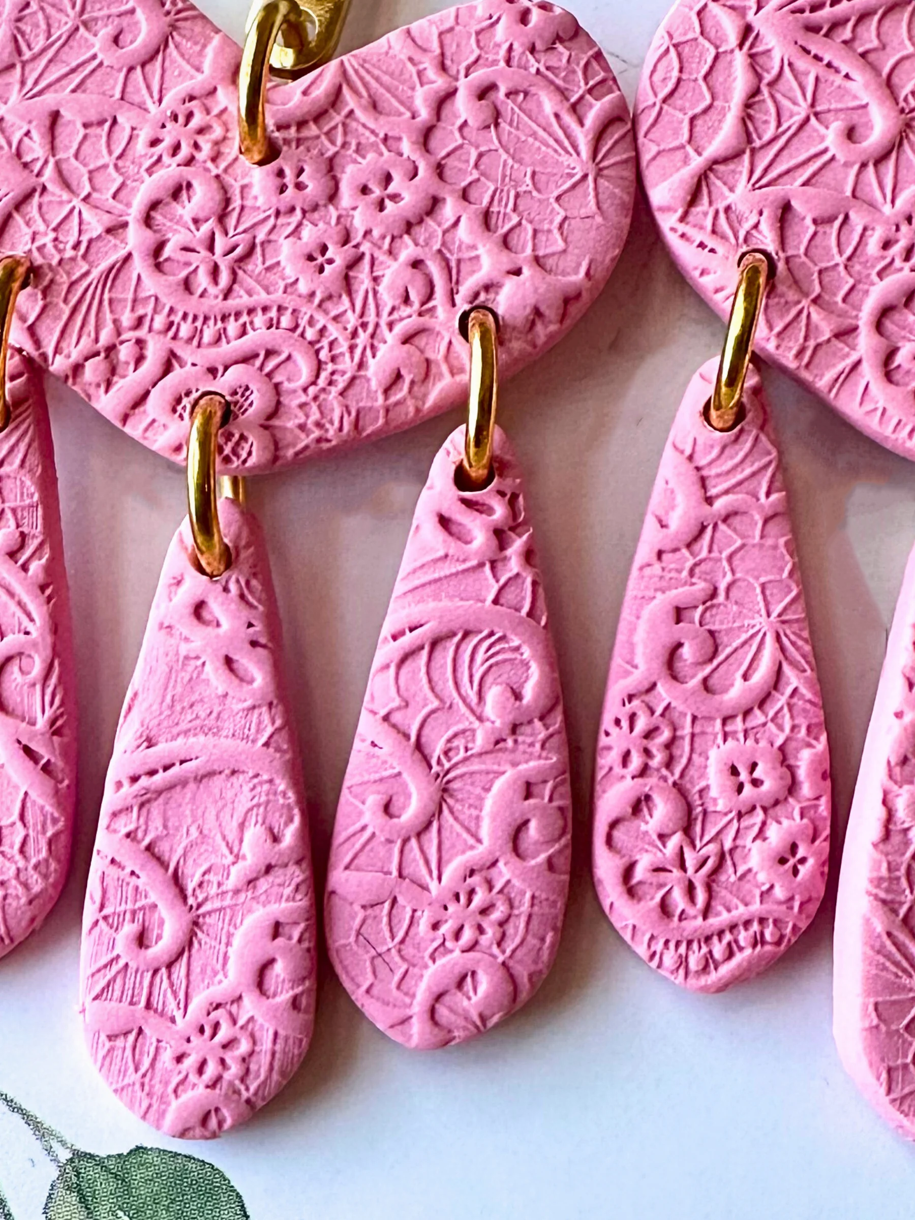 Textured Heart Drop Earrings – Handmade Clay Statement Dangles product image (7)
