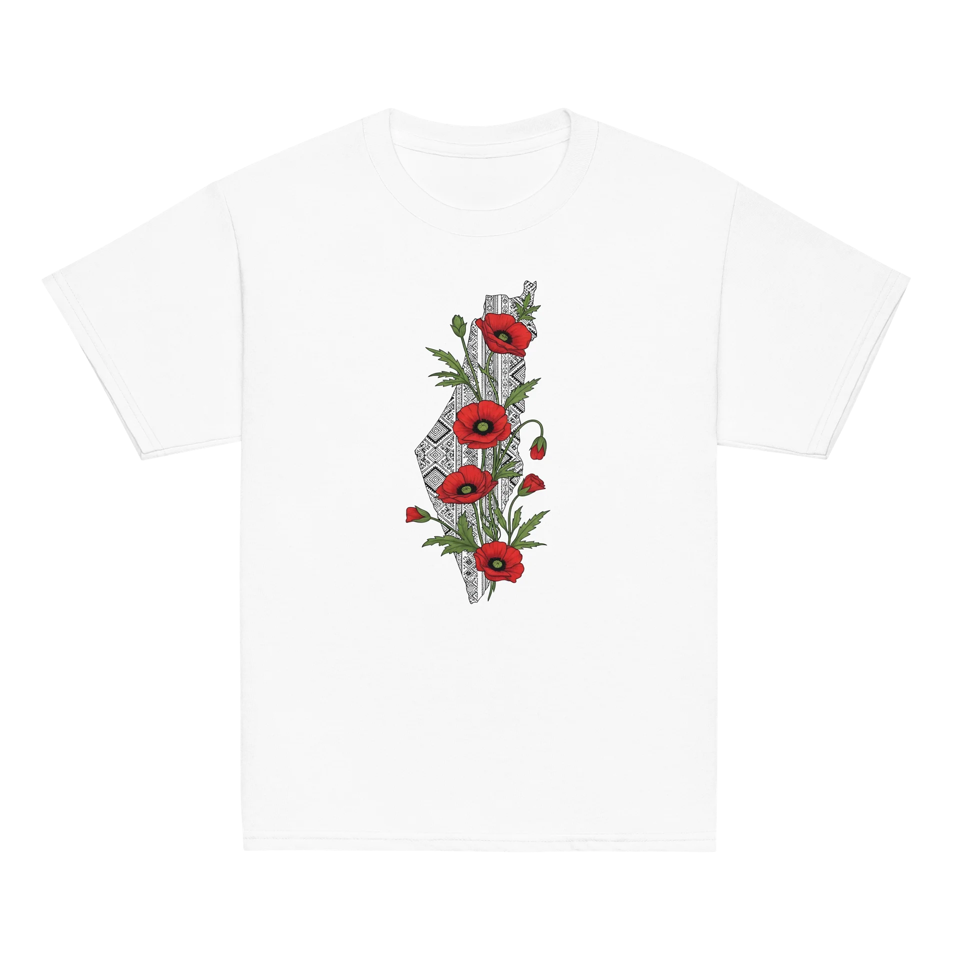 Kids Palestine Poppy and Tatreez Map T-Shirt product image (52)