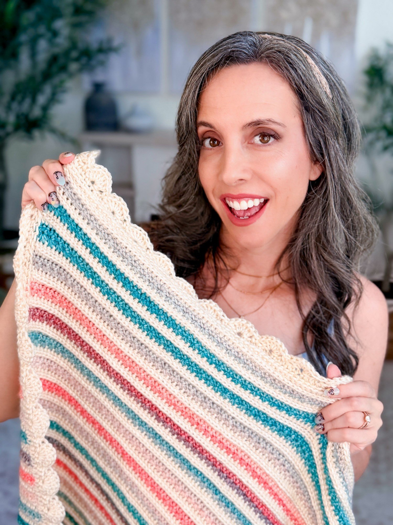 Striped Crochet Petal Loop Blanket product image (6)