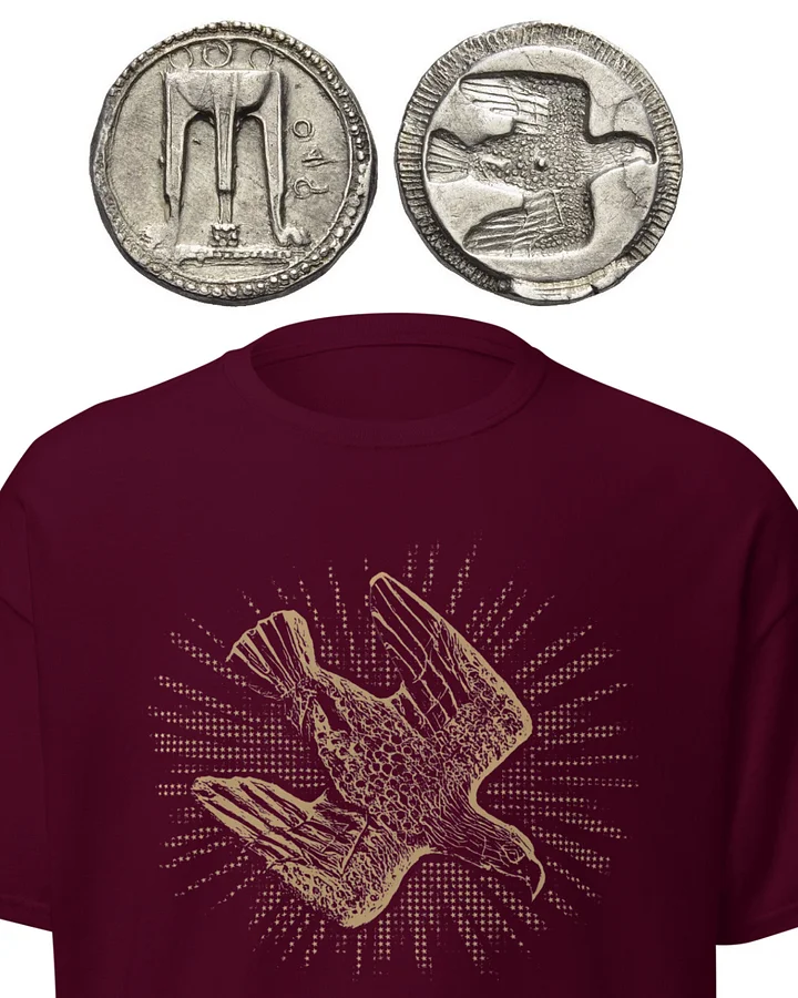 Ancient Greek Archaic Eagle Coin Art 5th Century BC T-Shirt – Kroton Silver Nomos Design | Incuse Eagle of Magna Graecia product image (5)
