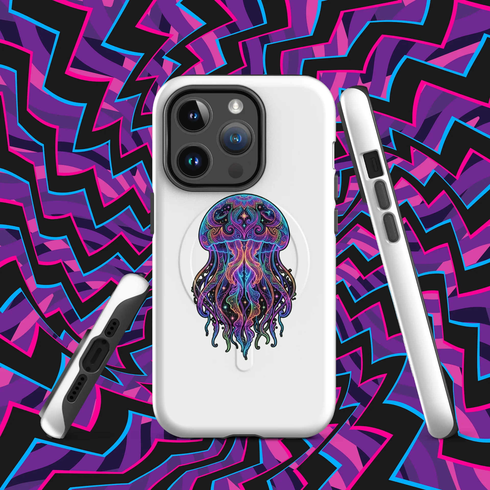 Intricate Neon Jellyfish Phone Case product image (1)