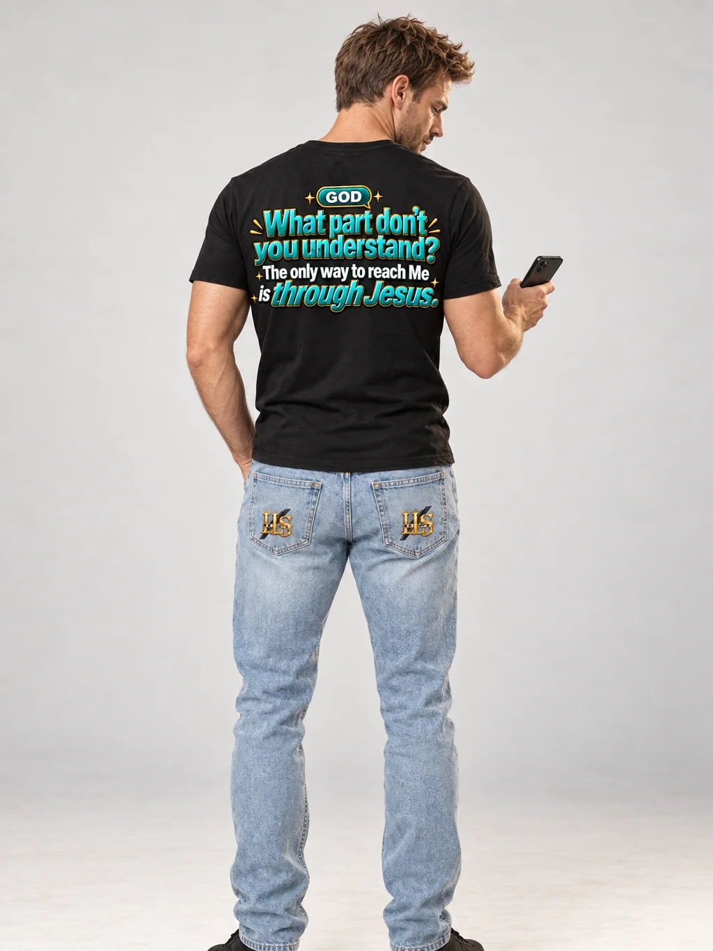 904 You & Me 2 God — Through Jesus Black T-Shirt product image (6)