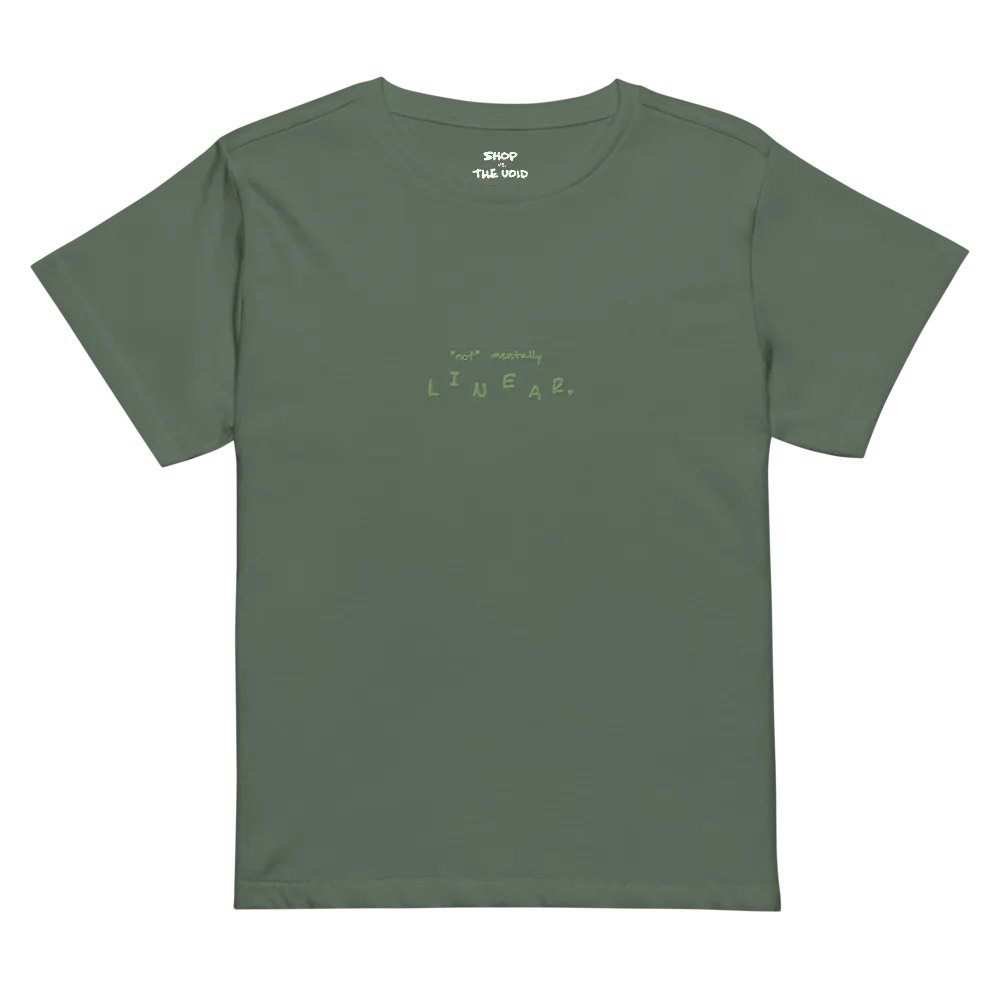 *not* mentally linear (monochrome green) embroidered waist length t-shirt product image (6)