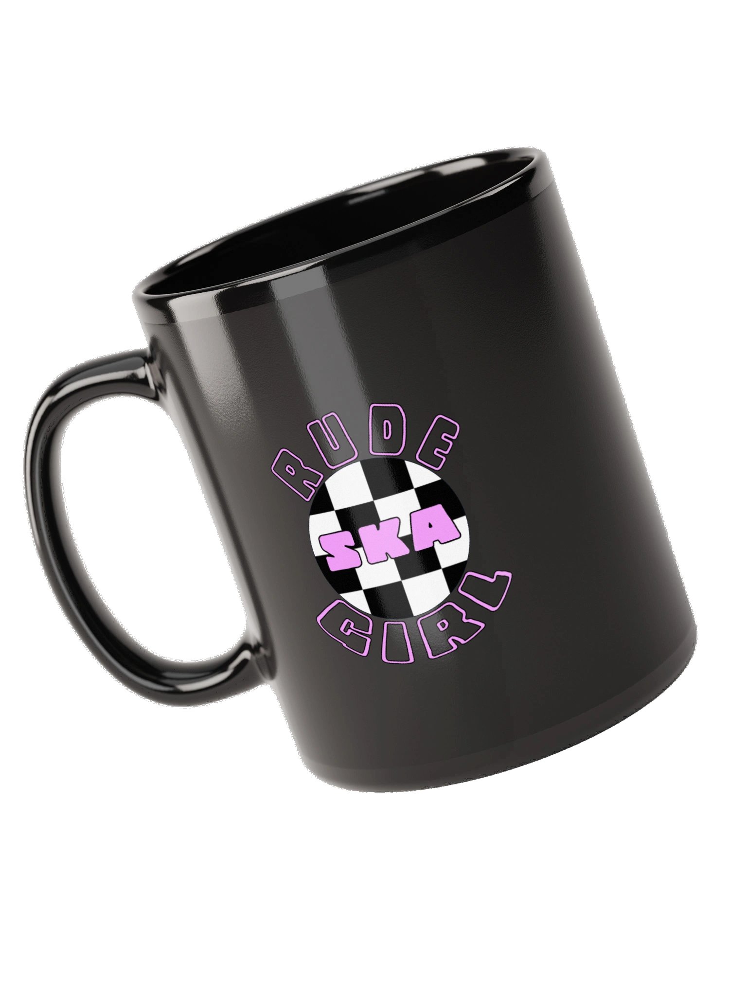 RUDE GIRL SKA Checkerboard Ceramic Mug – Black product image (5)