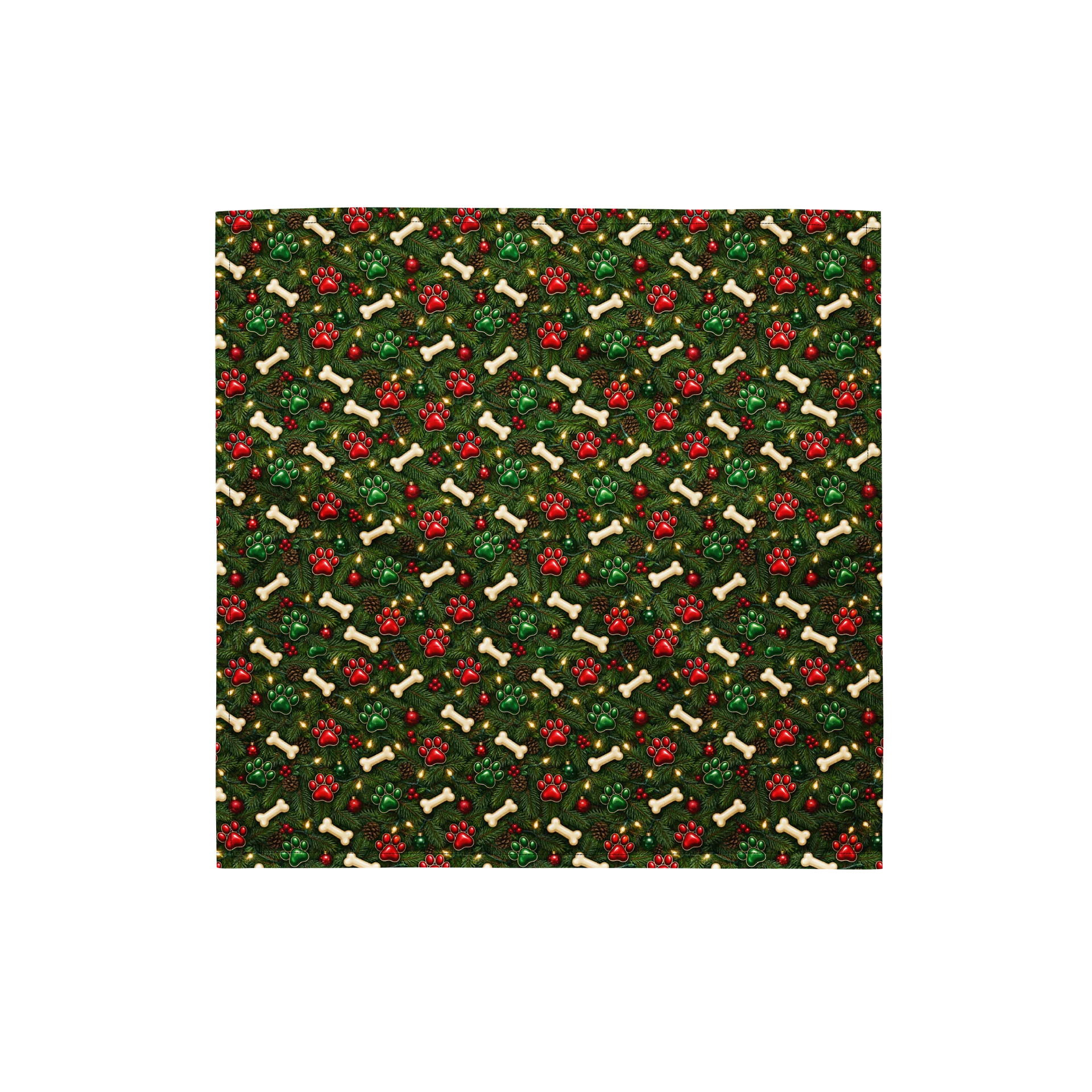 Christmas Paw Prints & Bones on Evergreen Dog Bandana product image (1)