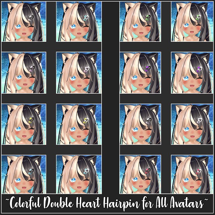 Colourful Double Heart Hairpin for All Avatars product image (1)