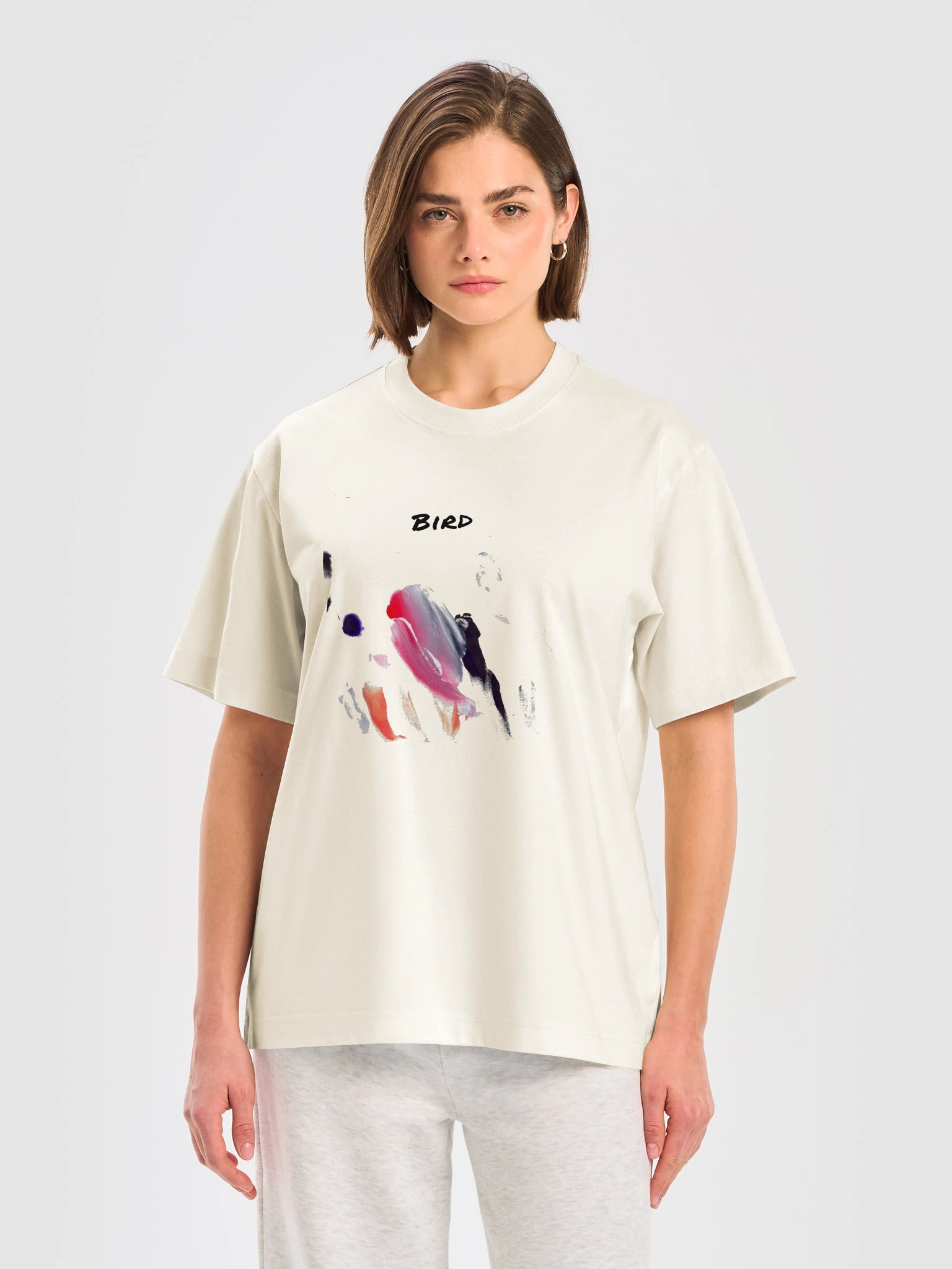 Abstract Bird Brushstroke // Box T-Shirt White product image (3)