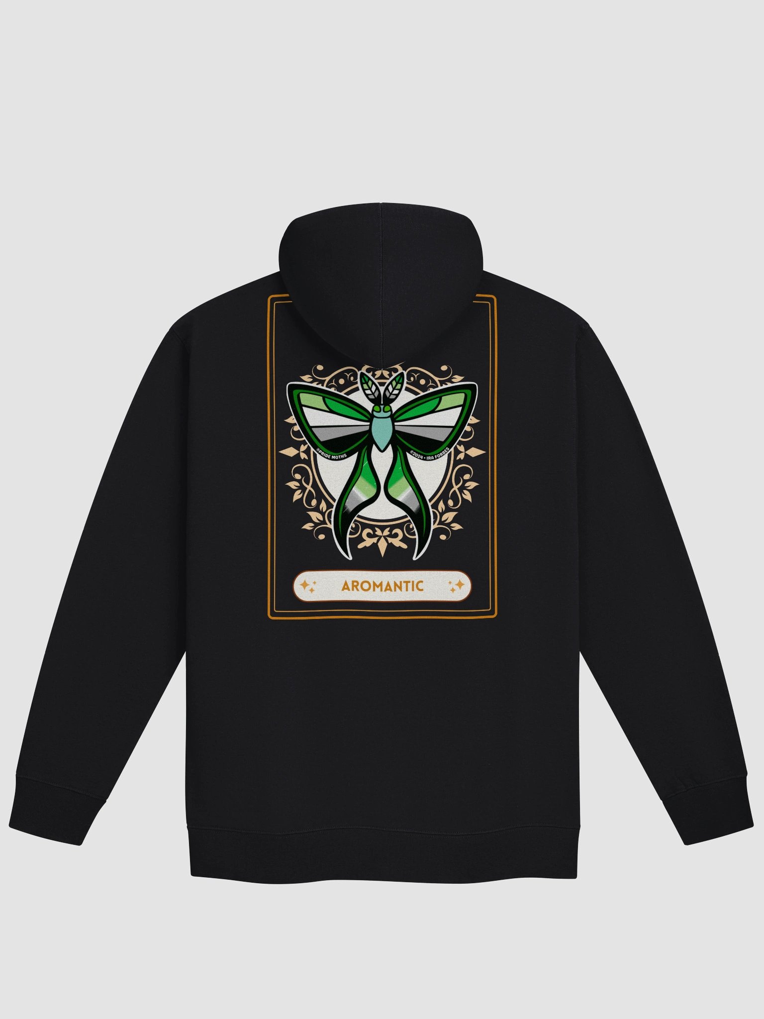 № 6 | AROMANTIC PRIDE MOTH | TAROT CARD STYLE | ZIP-UP HOODIE product image (1)