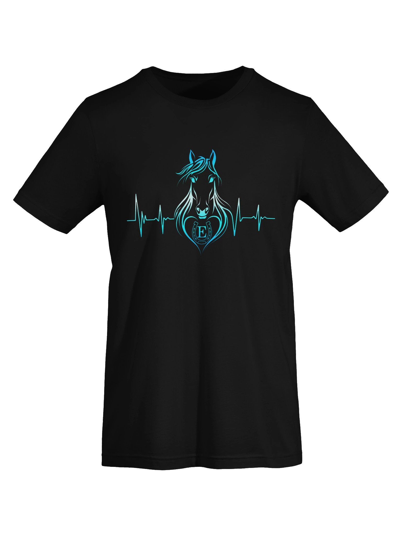 Personalized Horse Heartbeat T-Shirt with Letter E | Unisex Equestrian Gift product image (2)