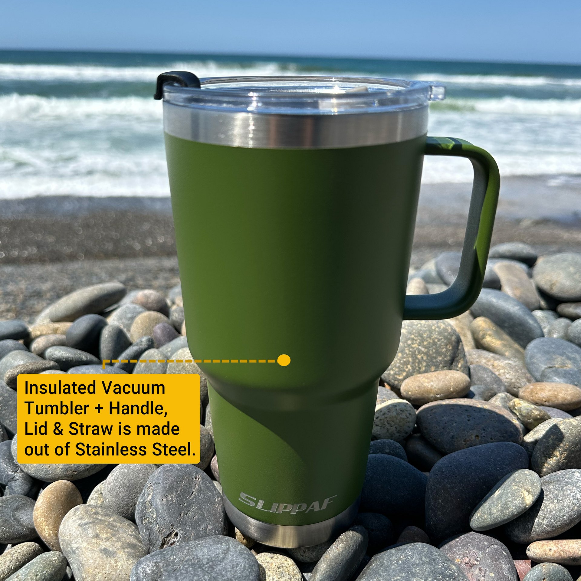 2 pack Tumbler 20 + 30 Oz With Handle, Lid and Straw (Green) product image (6)