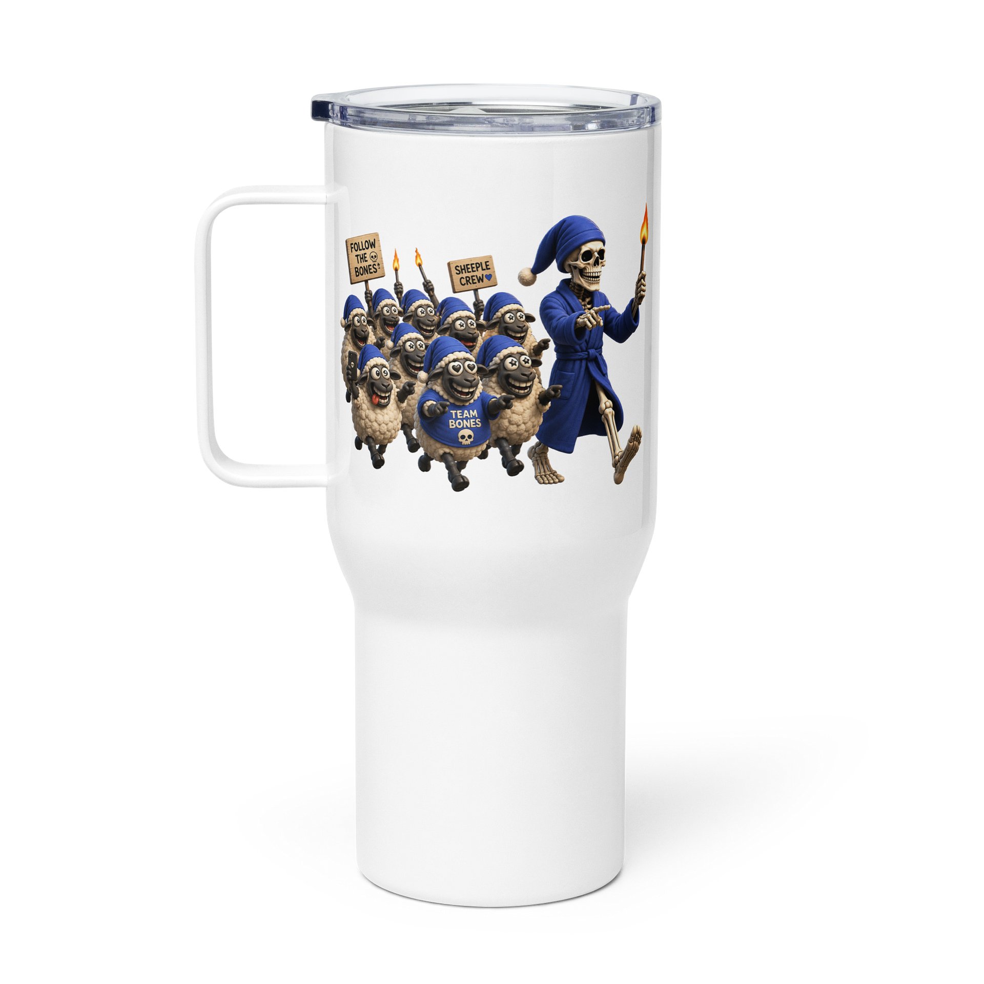''Sheeples Follow The Bones'' Travel Mug with a Handle product image (1)