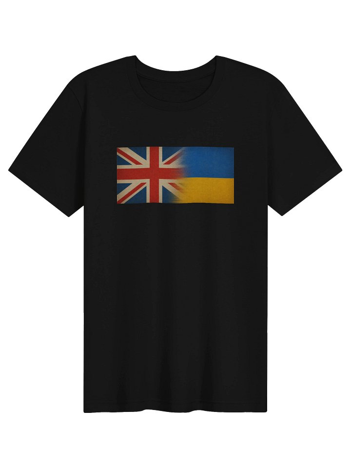 Woman Comfort T-shirt Support Ukraine-United Kingdom Flags, black product image (1)