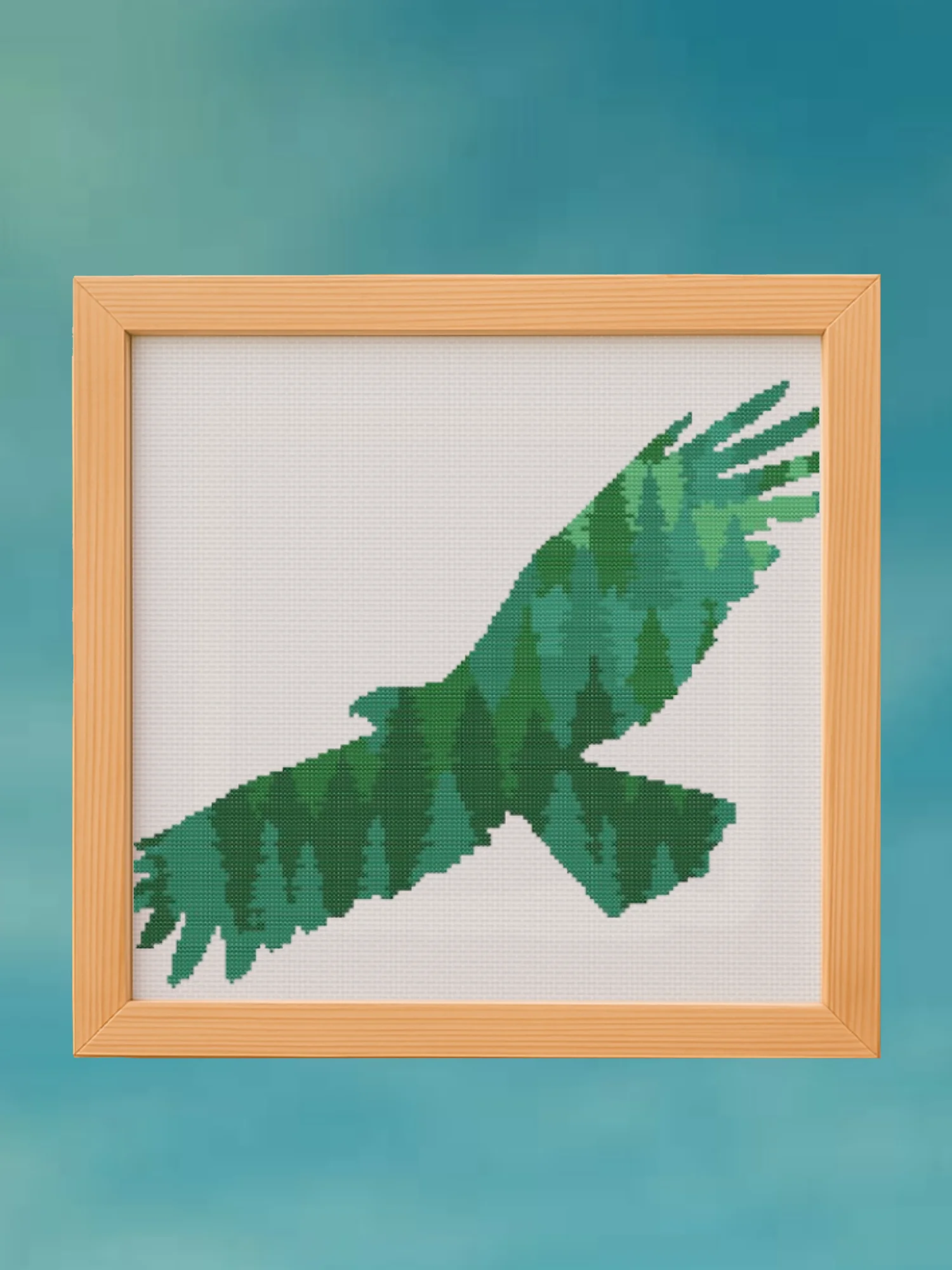 Green Eagle Tree Silhouette Cross Stitch Pattern product image (1)