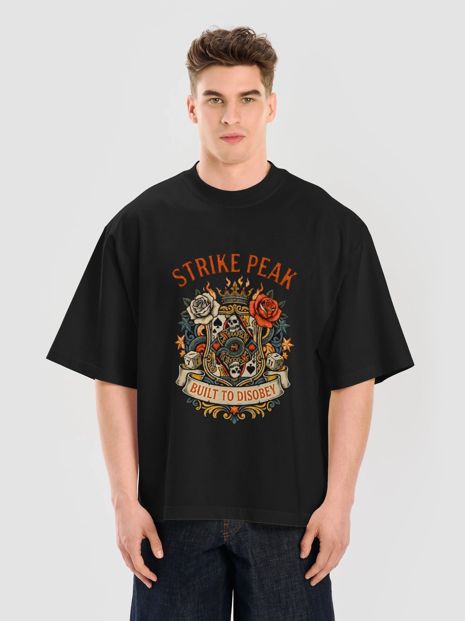 Premium Heavyweight Oversized Graphic T-Shirt - "Built To Disobey" Dual-Sided Statement Streetwear product image (13)