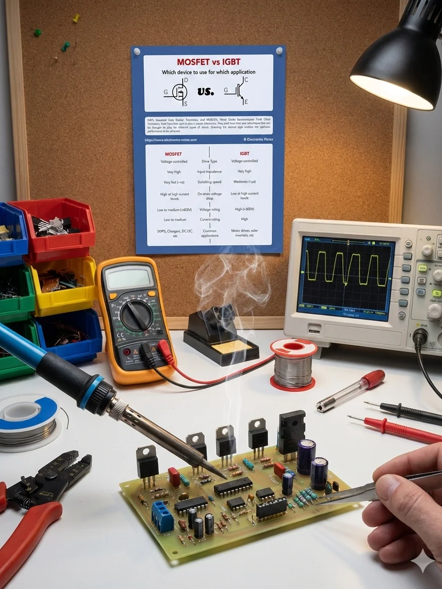 MOSFET vs IGBT Downloadable Crib Sheet Infographic product image (1)