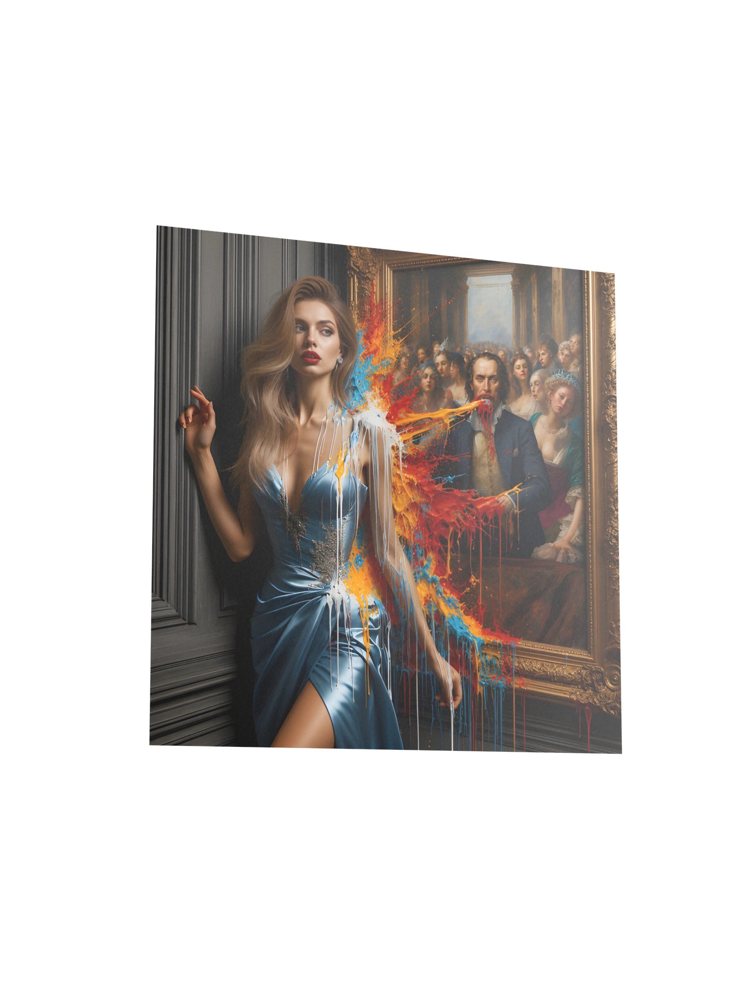 Chaos in the Gallery: Classical Painting Paint Splash Art Print product image (4)