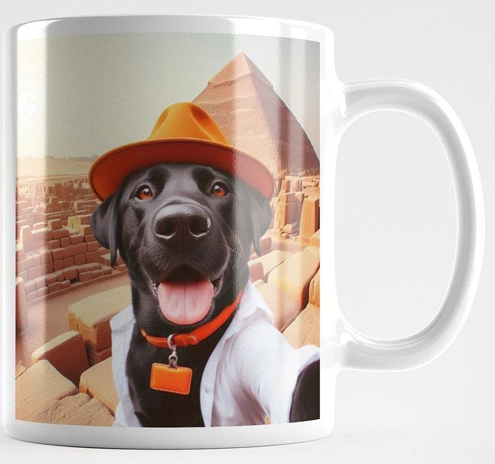 Pyramid Black Labrador Selfie #Humorous Mug - White product image (1)
