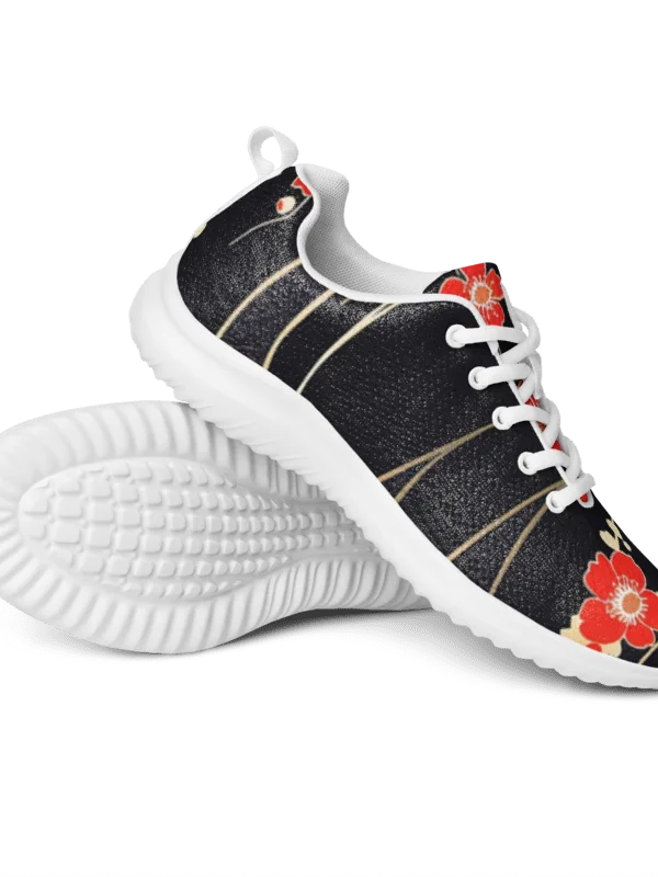 Japanese Kimono Floral Women's Athletic Shoes | Black Cherry Blossom Sneaker product image (3)