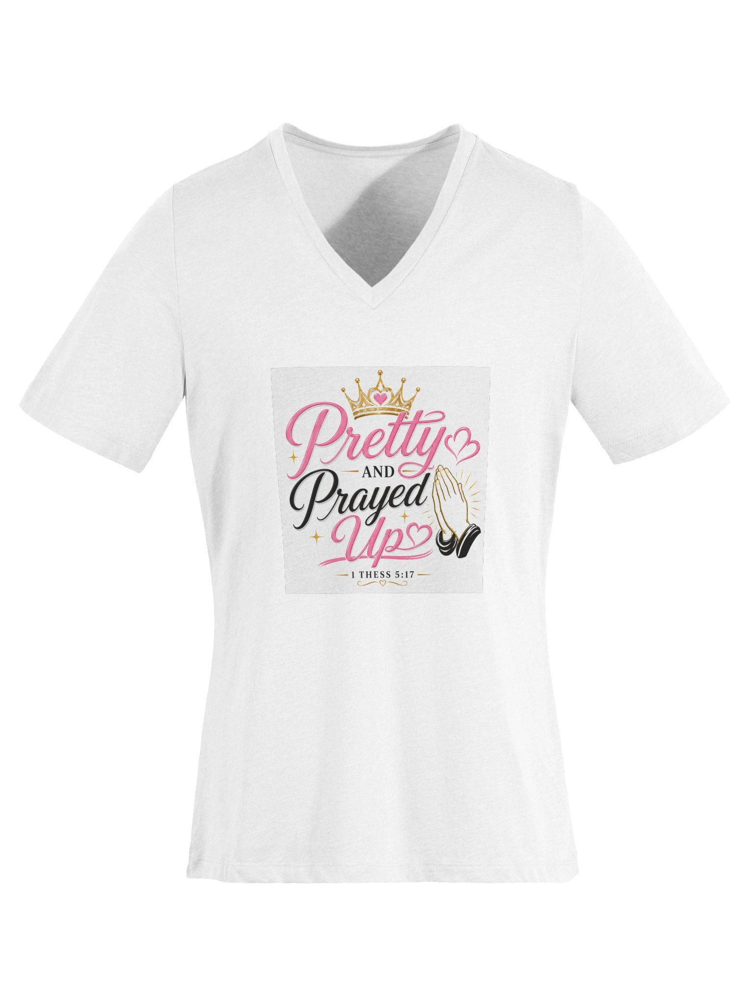 Pretty and Prayed up Cotton Tee V-neck product image (6)
