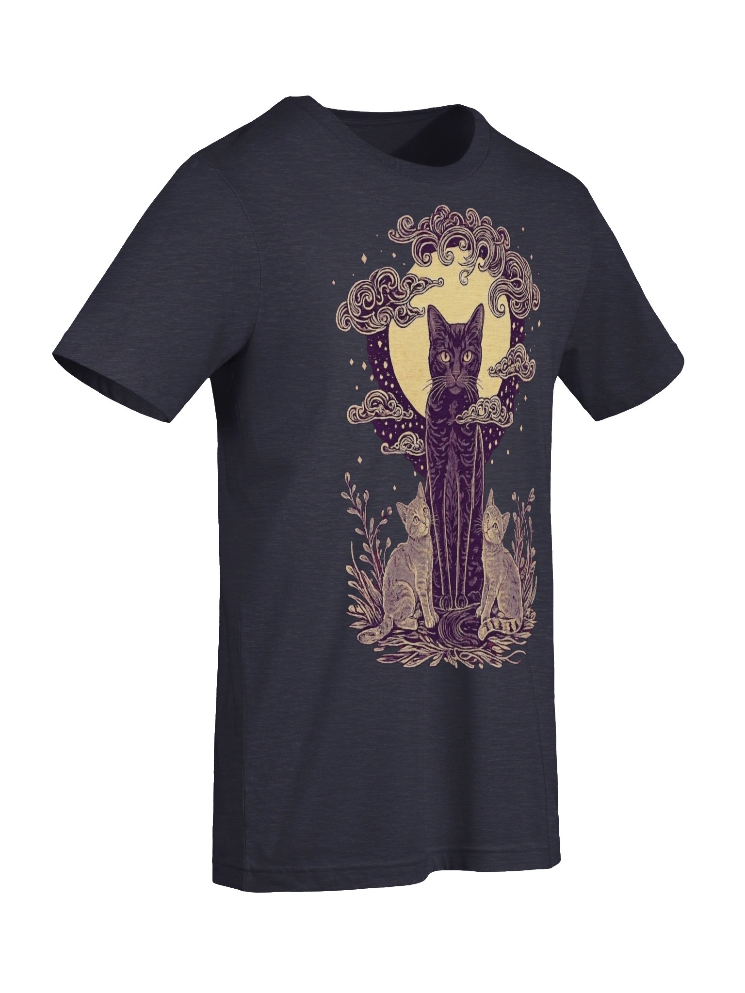Moonlit Black Cat Shirt, Mama & Baby Cats, Mystical Moon Tee product image (8)
