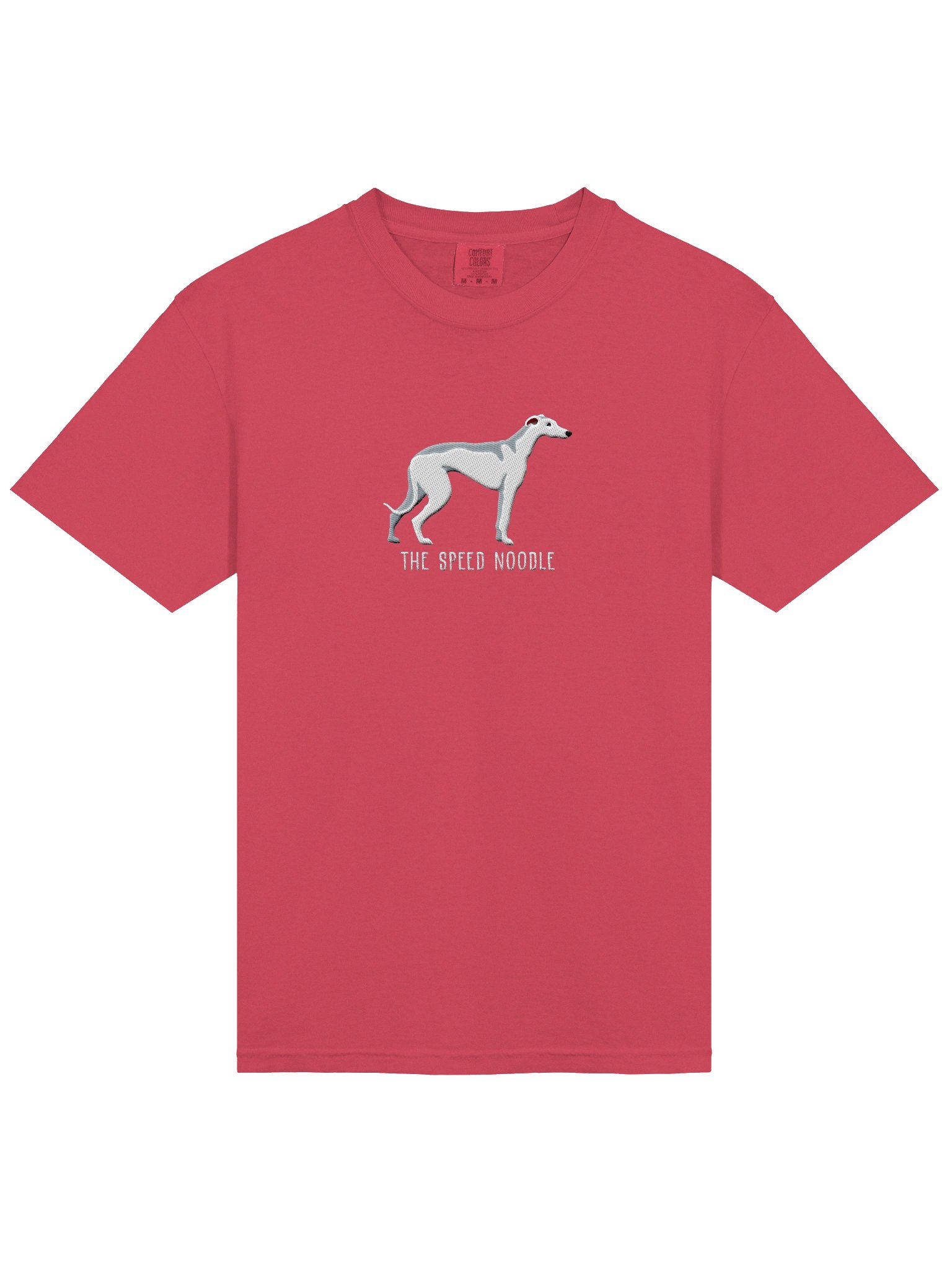 The Speed Noodle T-Shirt(Embroidered) of a Greyhound(White) product image (6)