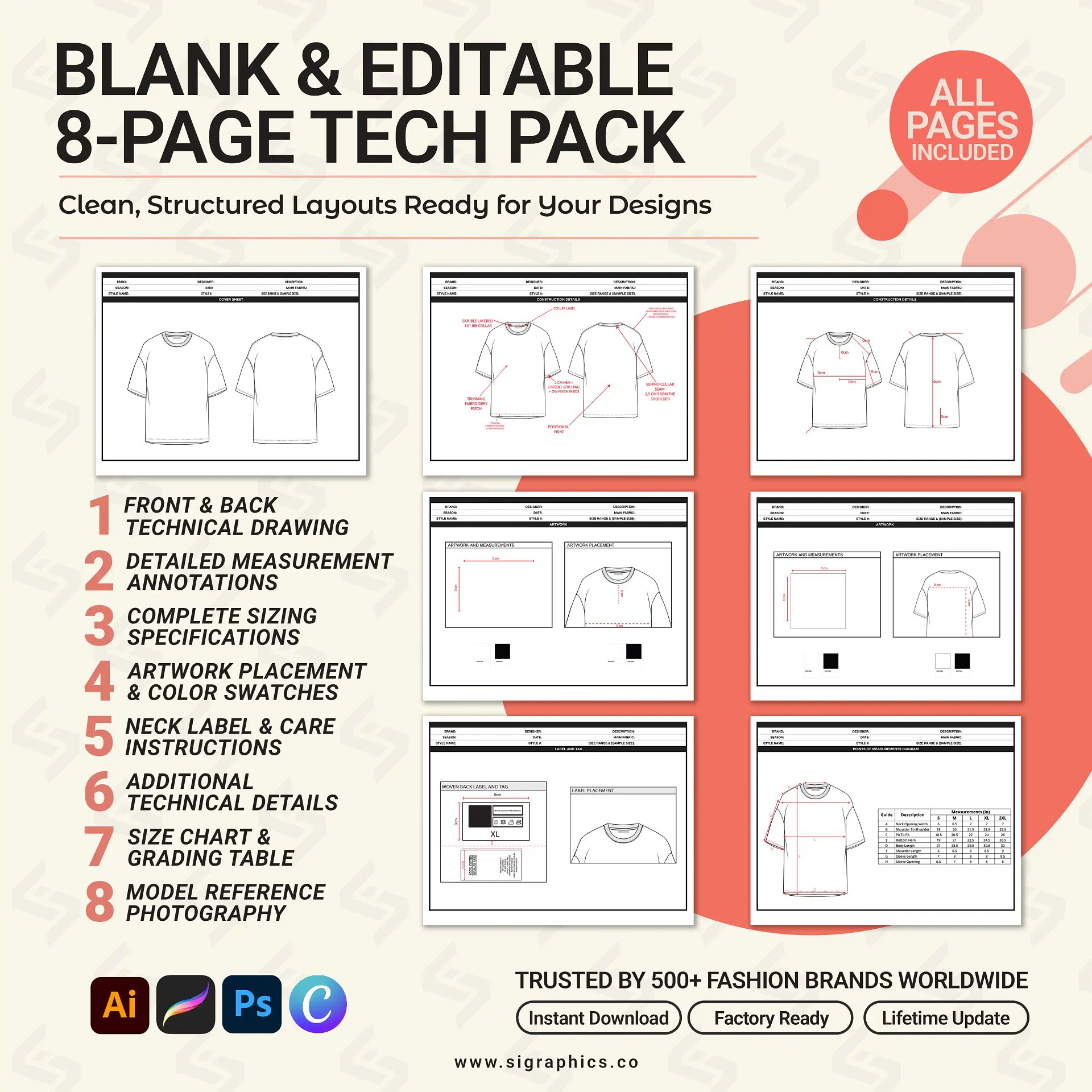 Boxy Oversized T-Shirt Tech Pack Template product image (4)