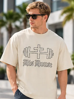 His House Mens Middleweight Oversized T-shirt - Ecru/White by His House