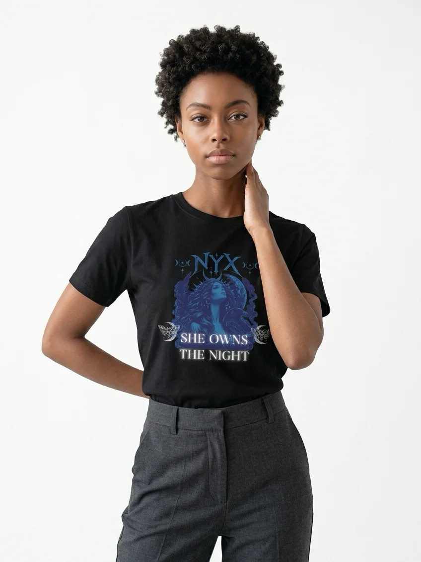 Nyx: She Owns The Night – Mystical Moon Goddess Graphic Tee product image (10)