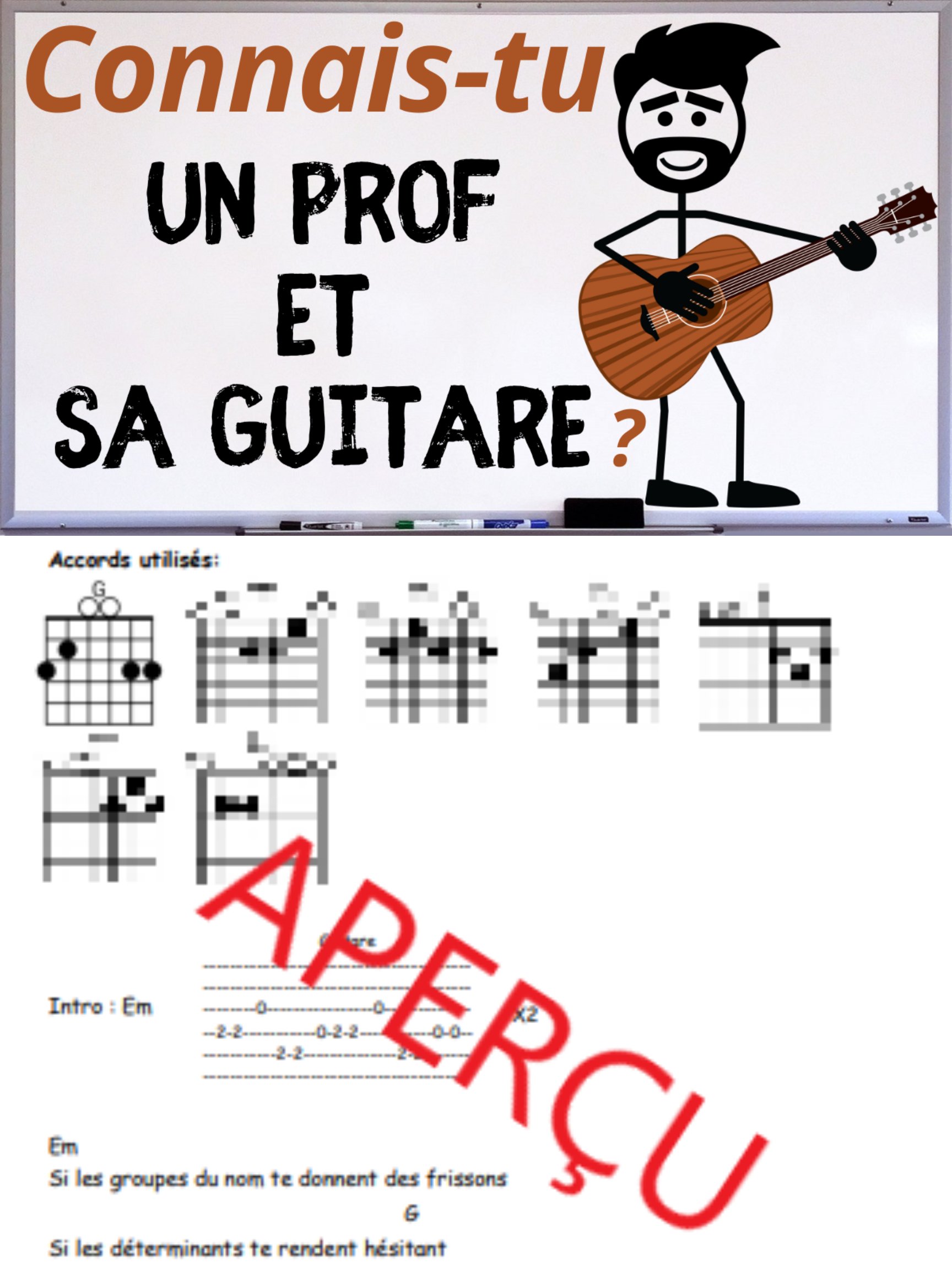 Connais-tu Un prof et sa guitare ? - Accords de guitare product image (1)