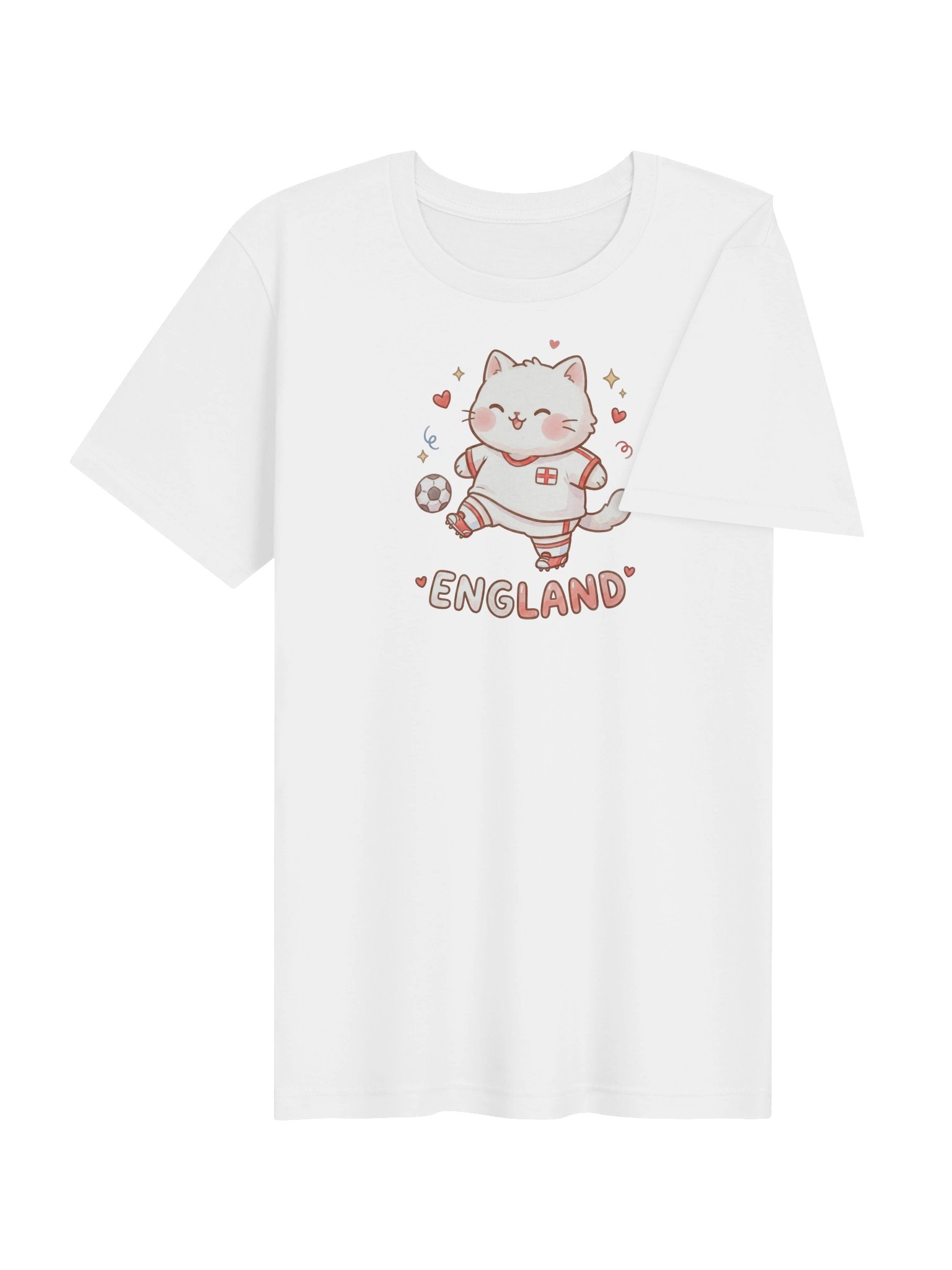 England Soccer Cat Shirt, Cute England Fan Tee, Kawaii Football Supporter T-Shirt product image (4)