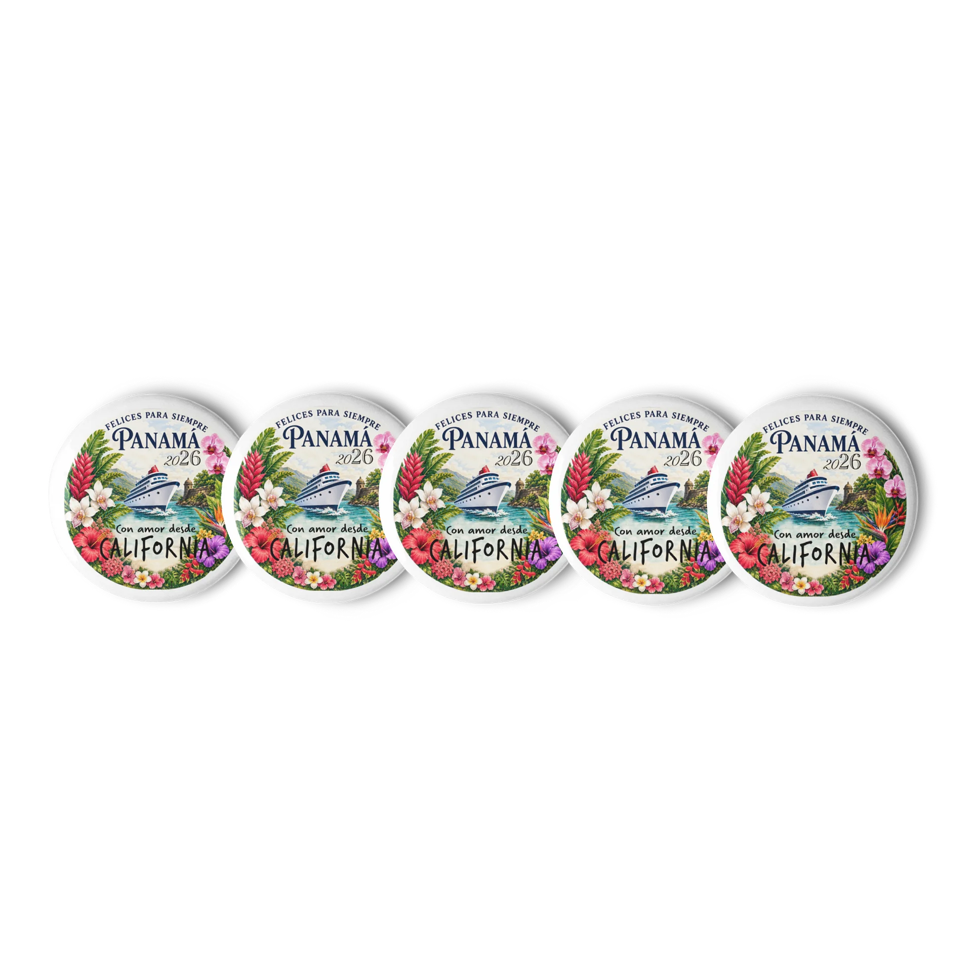 Felices Para Siempre Panamá 2026 Tropical Floral Convention Pin Set – Con Amor Desde California product image (2)