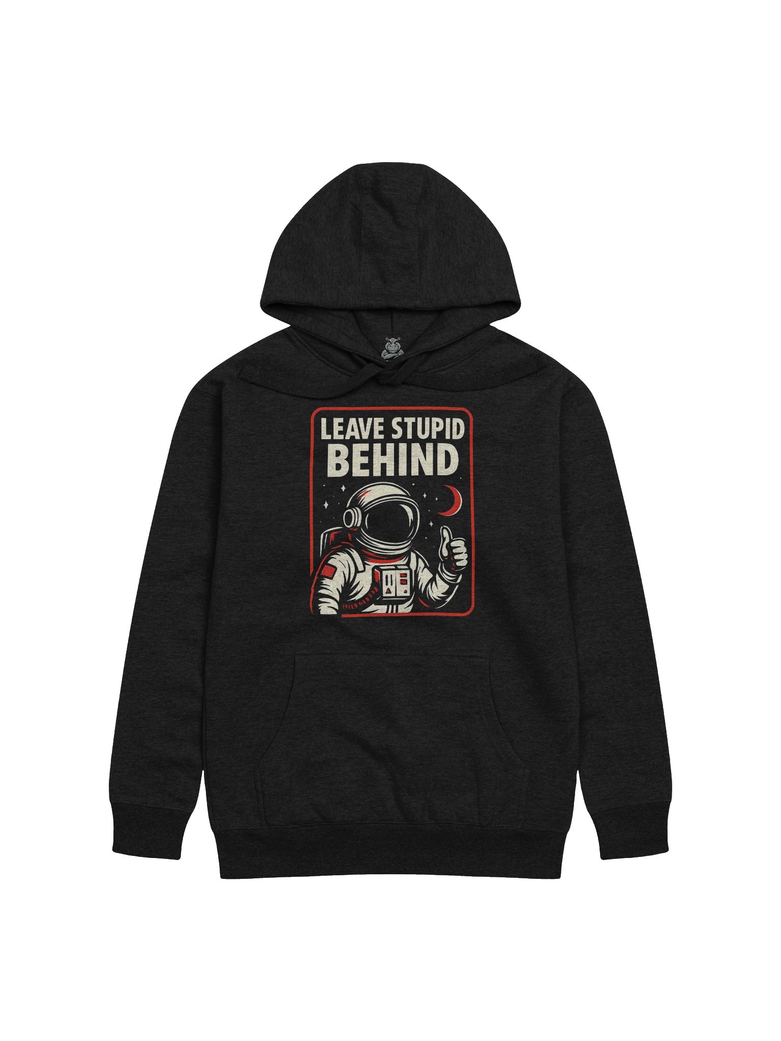 "Leave Stupid Behind" Hoodie – Retro Astronaut Graphic Hoodie | Funny Sarcastic Space Humor Hoodie product image (3)