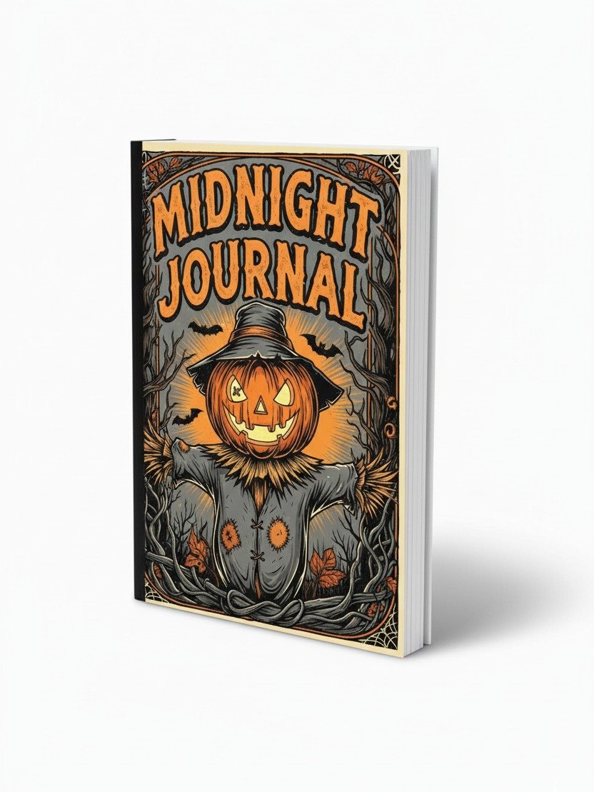 Midnight Journal Cover | Scarecrow Halloween Printable | Dark Academia Journal | Spooky Notebook Cover | Autumn Decor | DIY Book Cover | Instant Download product image (1)