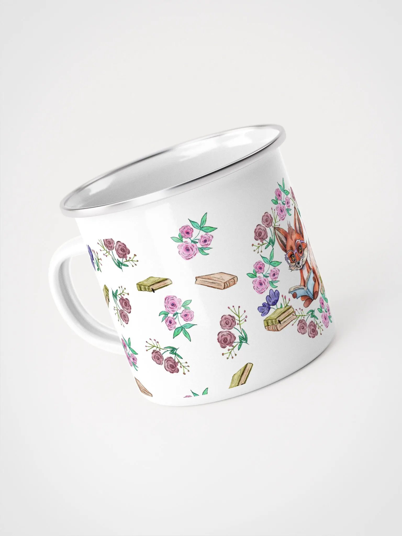 Book Smart Fox Enamel Mug product image (4)